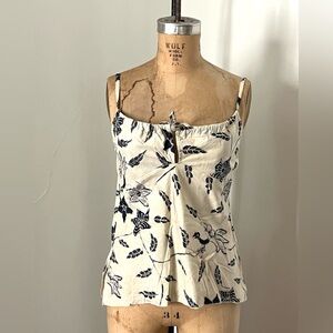 Elegant off white and blue Floral Batik Hallter Top